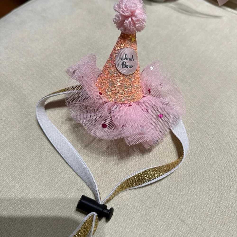 Pink and Gold Cat Party Hat